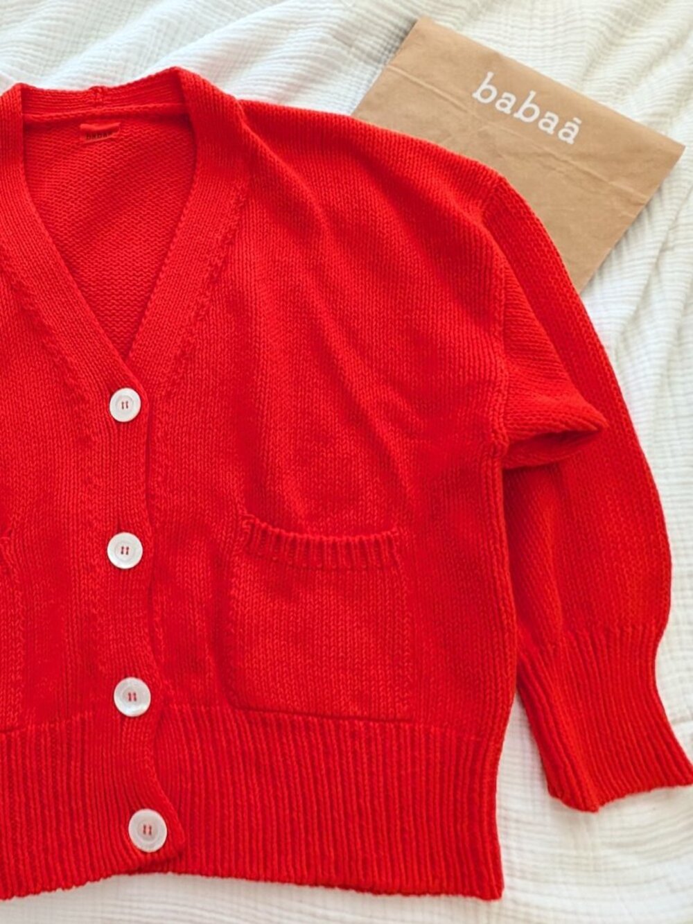 Babaa Red Knit Button-Front Cardigan